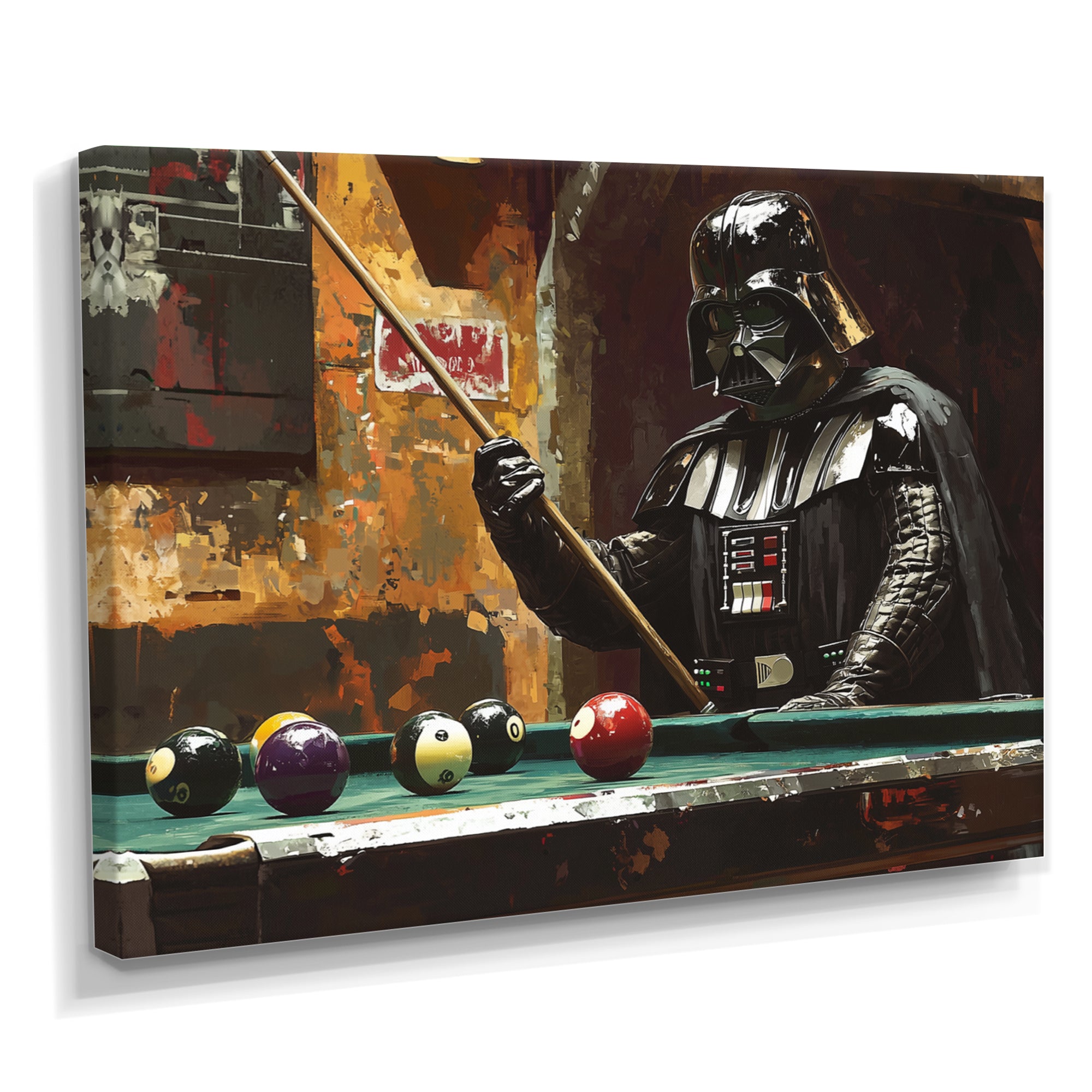 Dark Vader Playing Billiards I - Billiards Canvas Wall Art