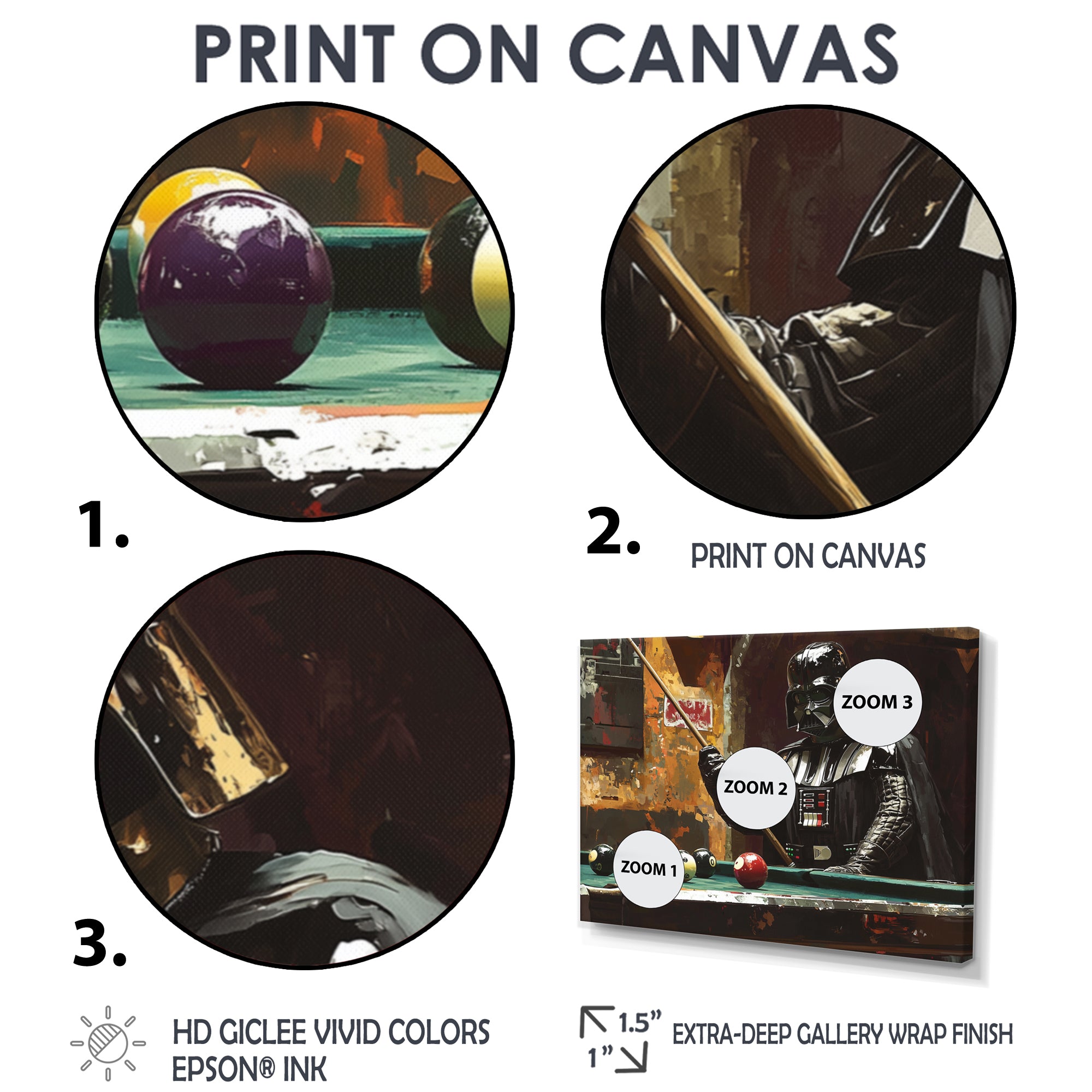 Dark Vader Playing Billiards I - Billiards Canvas Wall Art