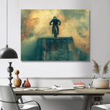 Green Freestyle BMX Bike Tricks - Cycling Canvas Wall Art