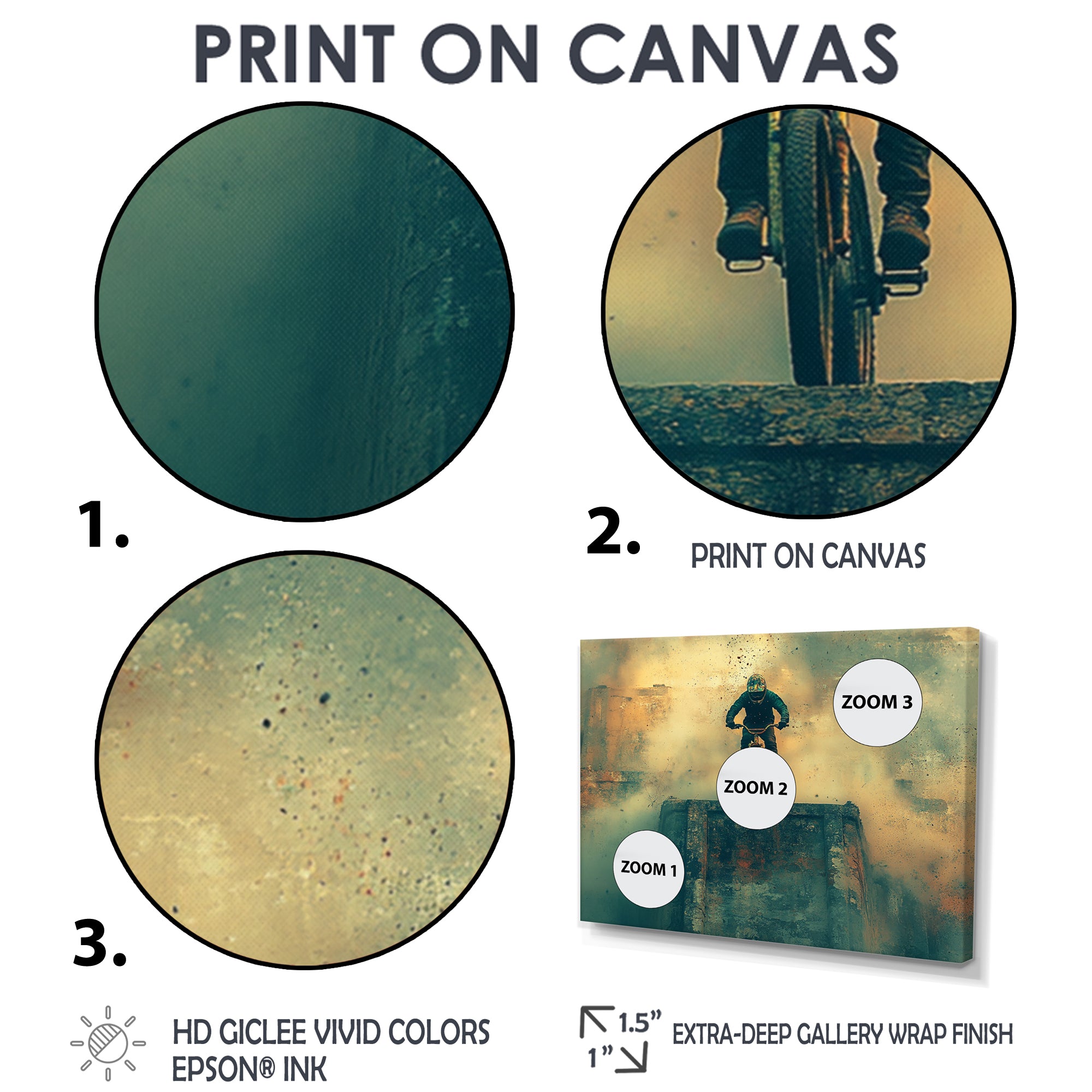 Green Freestyle BMX Bike Tricks - Cycling Canvas Wall Art