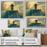 Green Freestyle BMX Bike Tricks - Cycling Canvas Wall Art