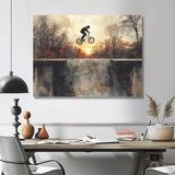 Black Street BMX Bike Tricks - Cycling Canvas Wall Art