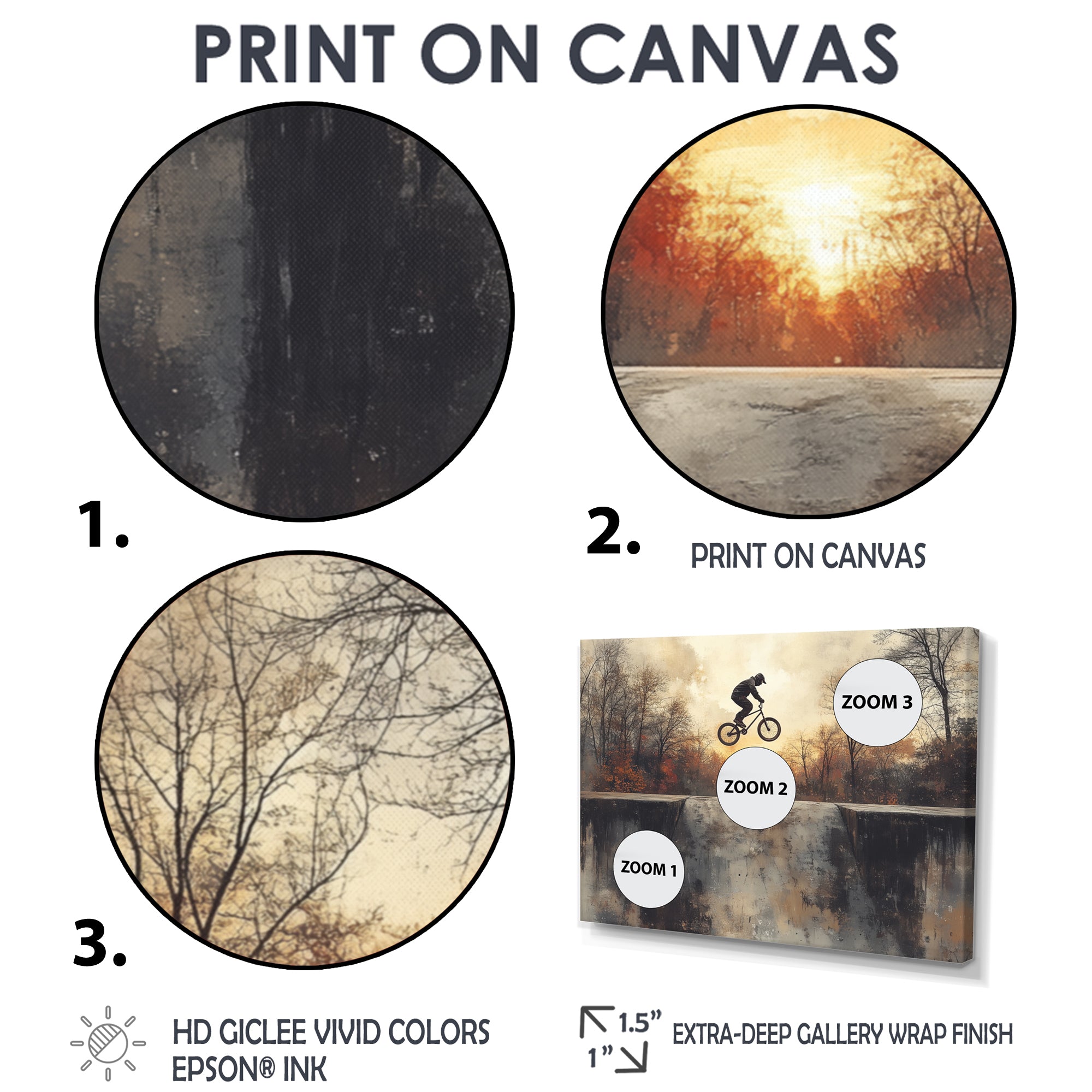 Black Street BMX Bike Tricks - Cycling Canvas Wall Art