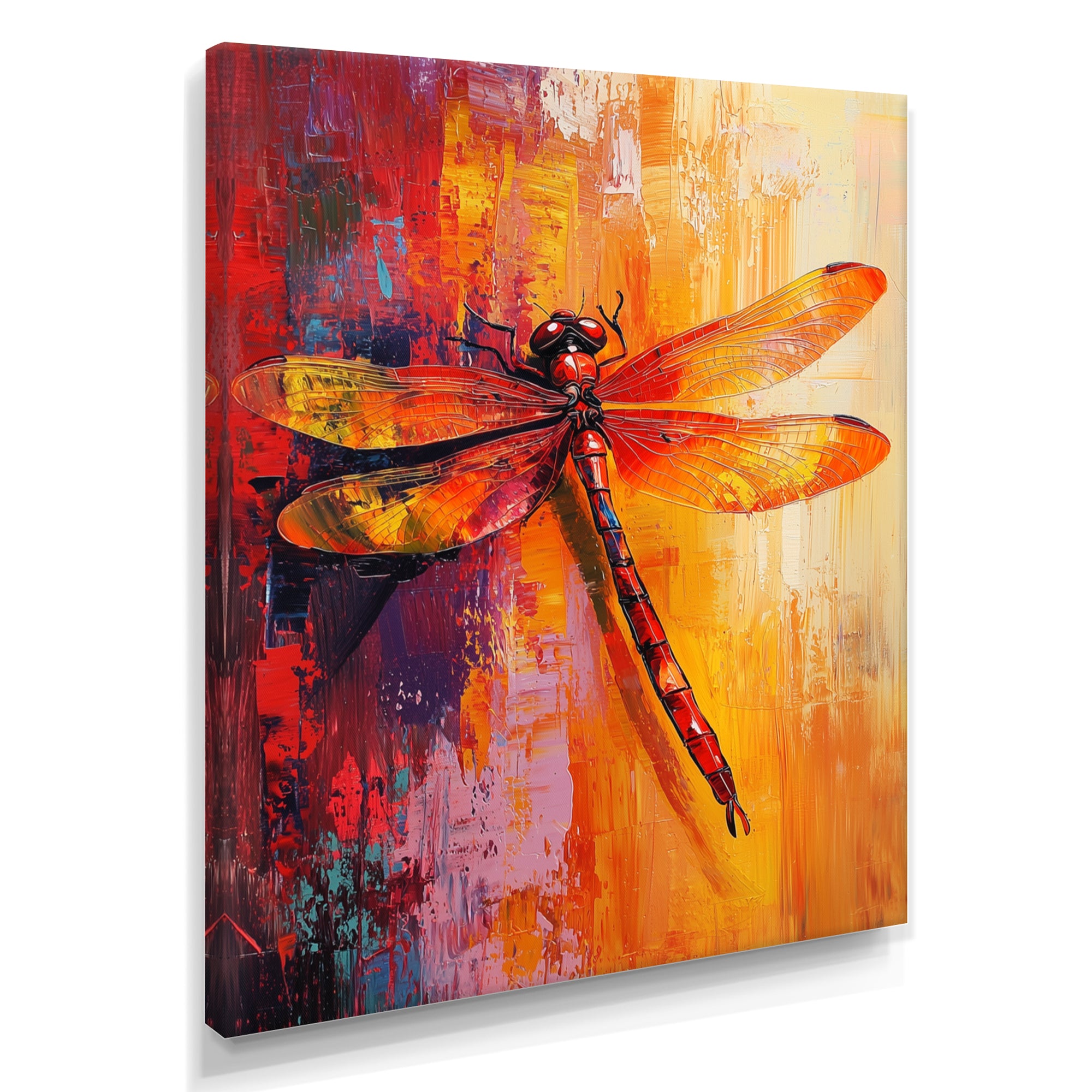 Red Yellow Dragonfly's Breath - Dragonfly Wall Decor