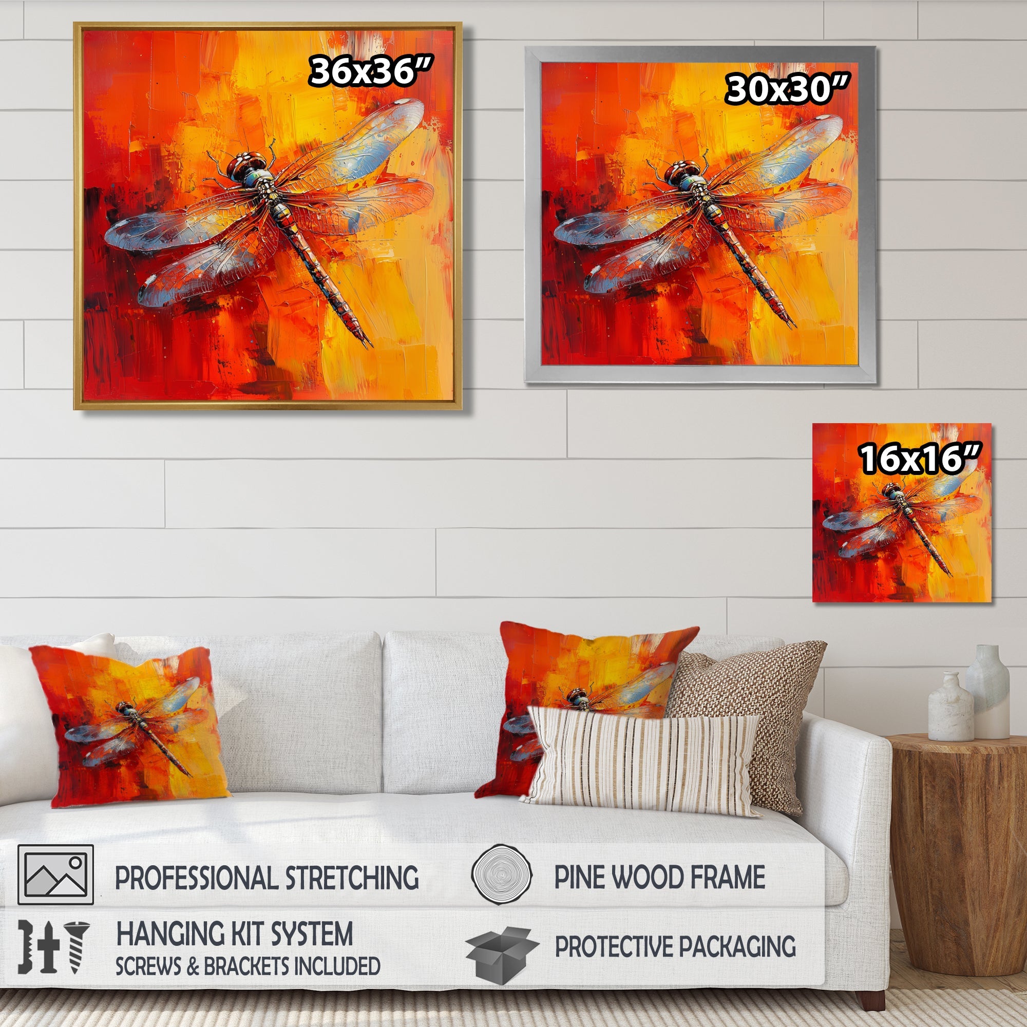 Orange Yellow Dragonfly's Breath - Dragonfly Wall Art Prints