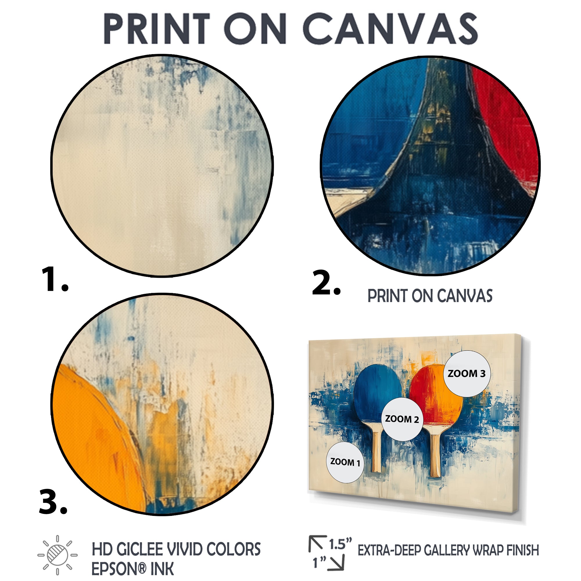 Blue Paddle Frenzy - Sport Pingpong Canvas Wall Art