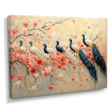 Pink And Blue Classic Peacocks Reunion - Peacock Wall Decor