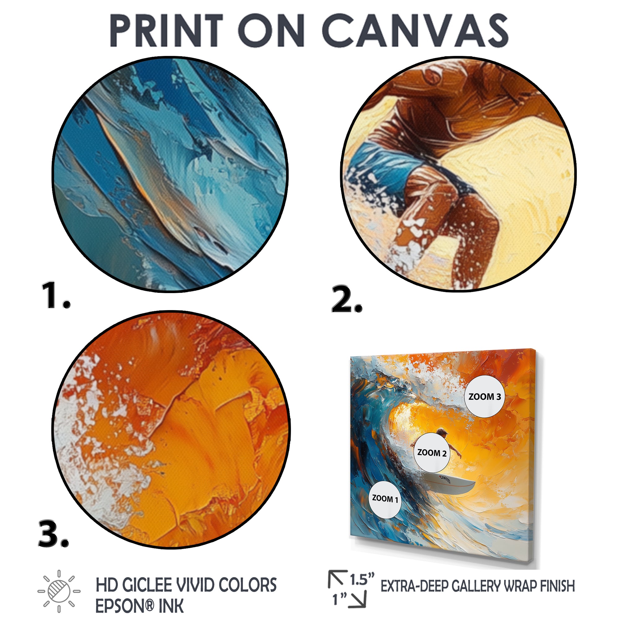 Blue Surfing Competition I - Surfing Canvas Wall Art