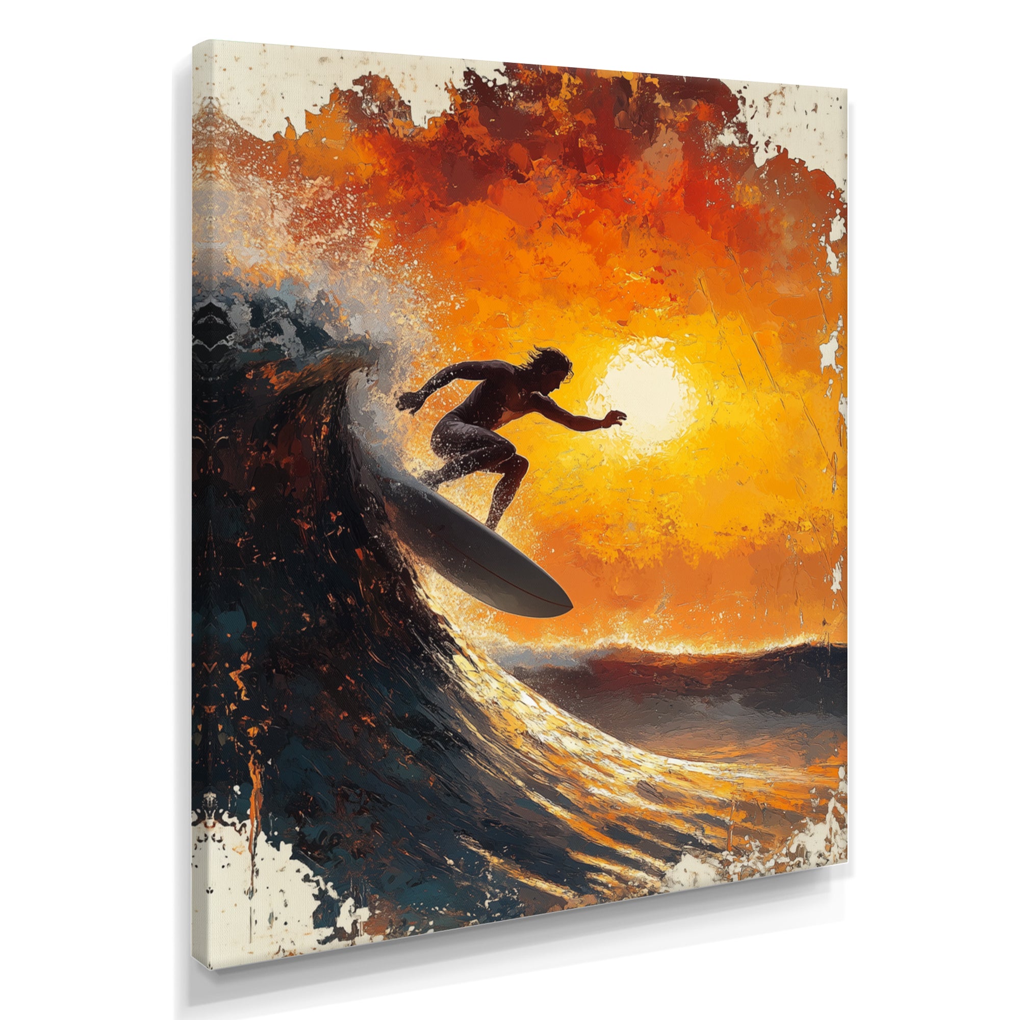 Yellow Surfing Competition - Surfing Canvas Wall Art