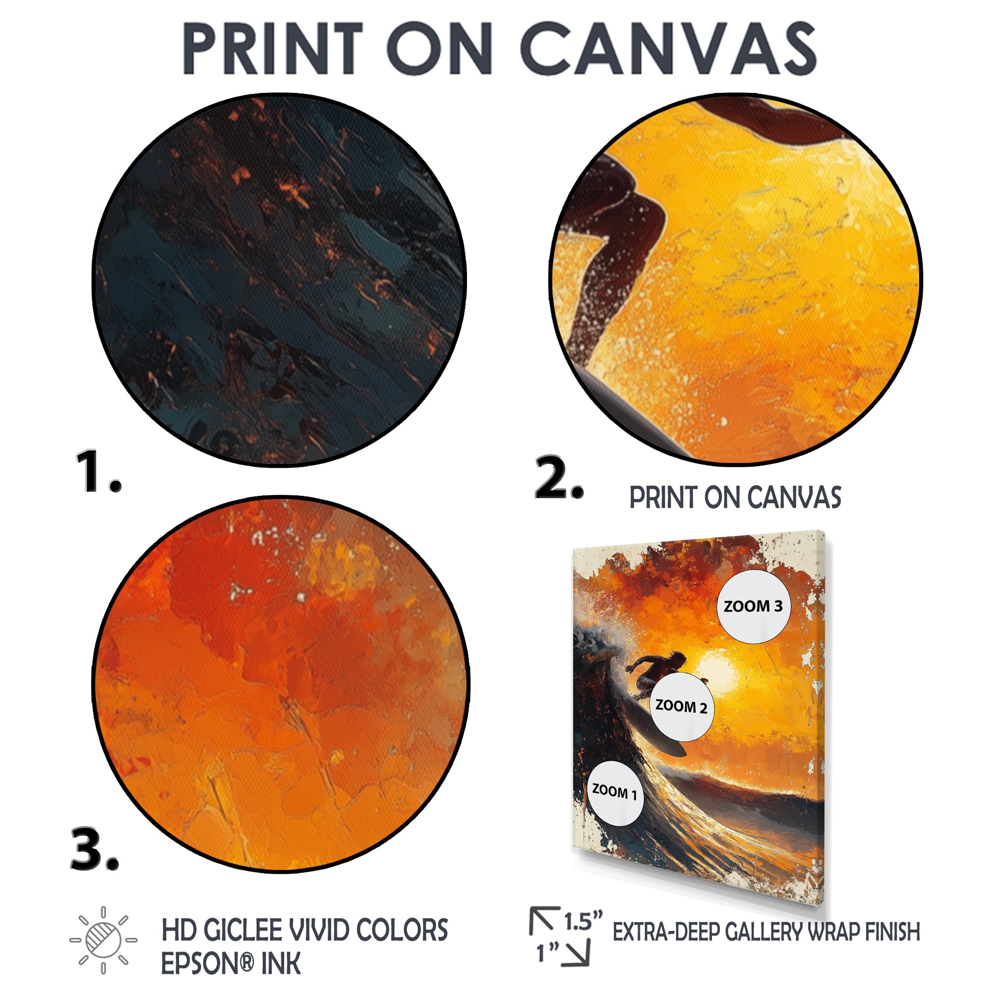 Yellow Surfing Competition - Surfing Canvas Wall Art