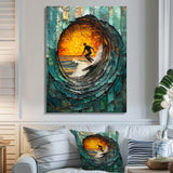 Green Surfing Mosaic - Surfing Canvas Wall Art