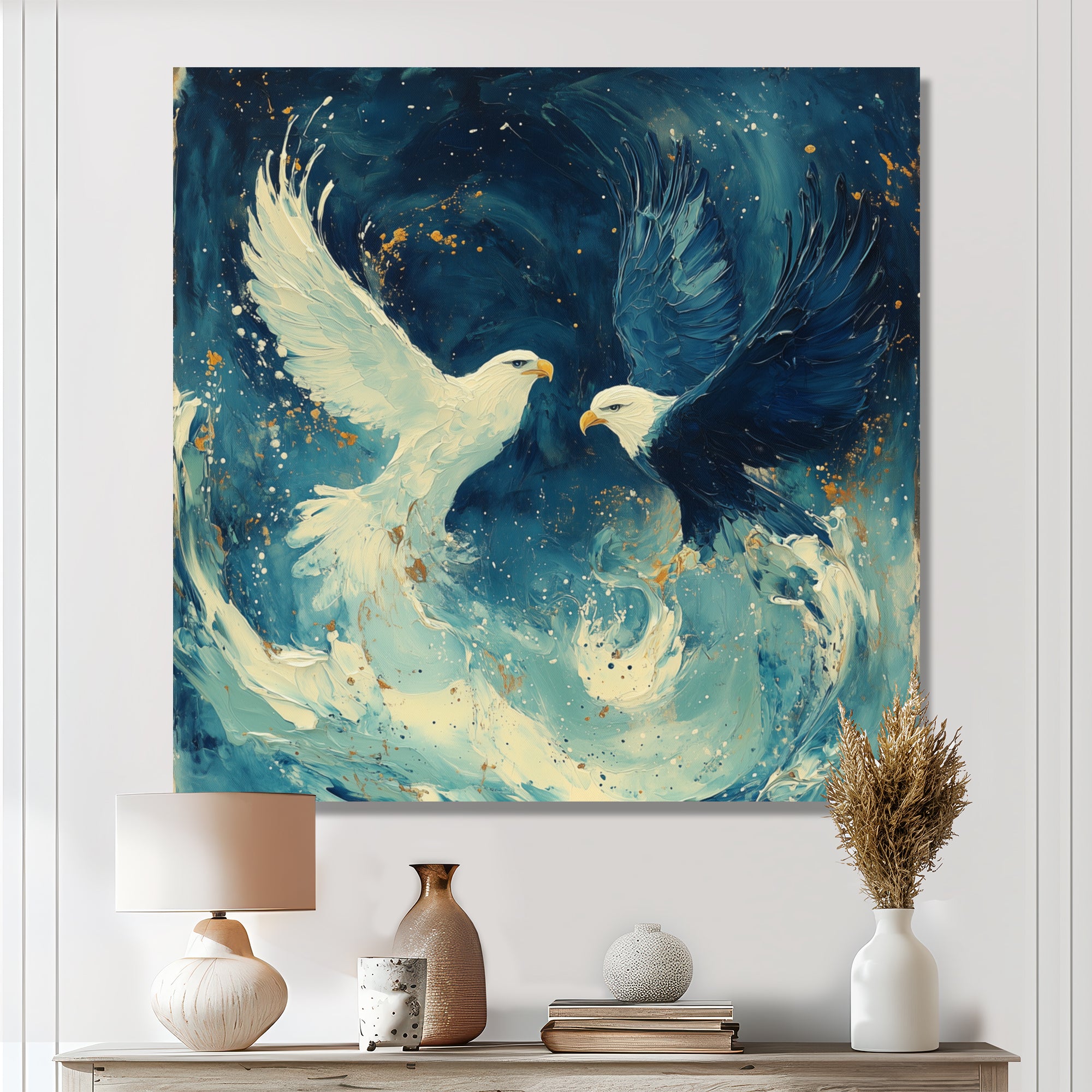 White Eagle Odins Eagles - Eagle Large Canvas Wall Art