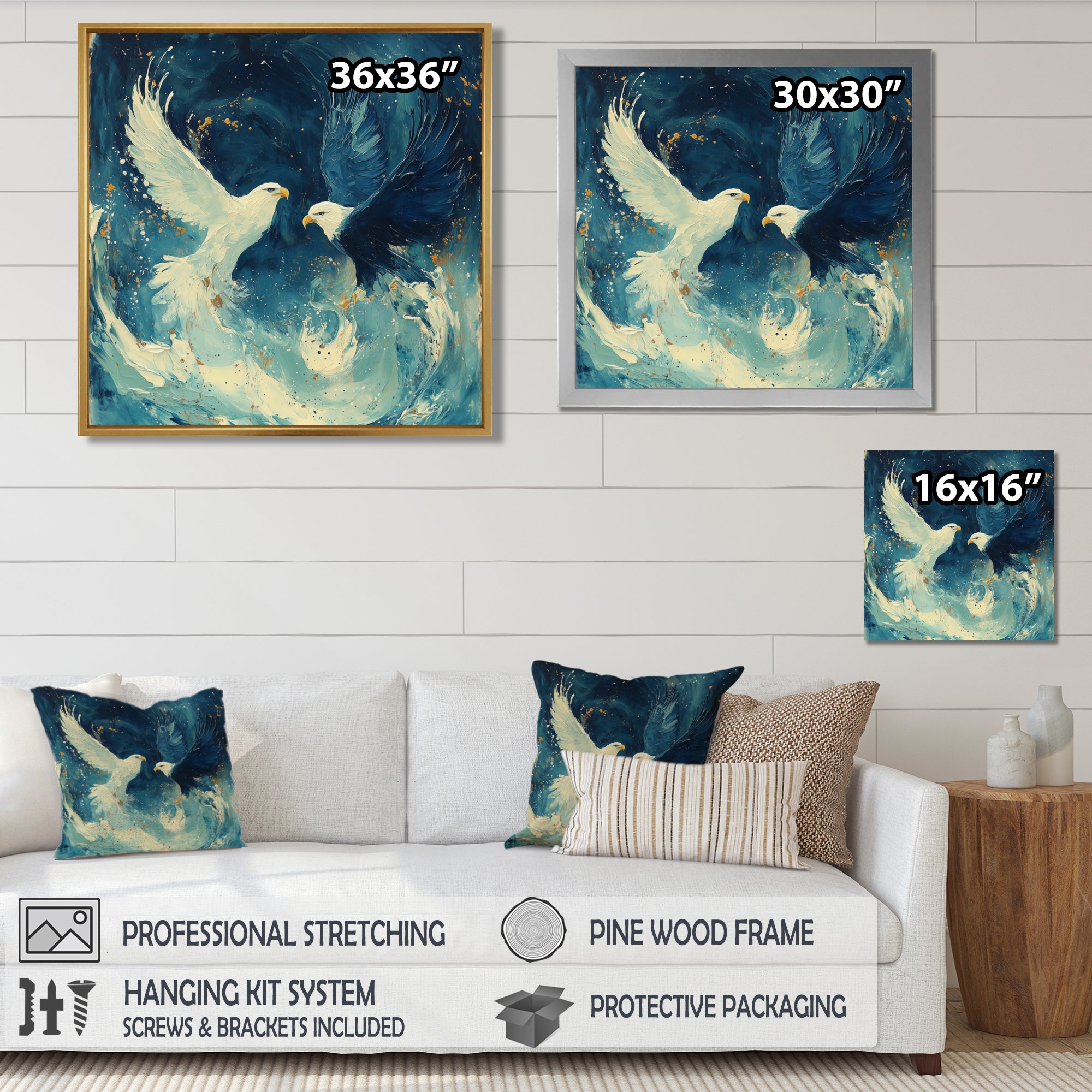 White Eagle Odins Eagles - Eagle Large Canvas Wall Art