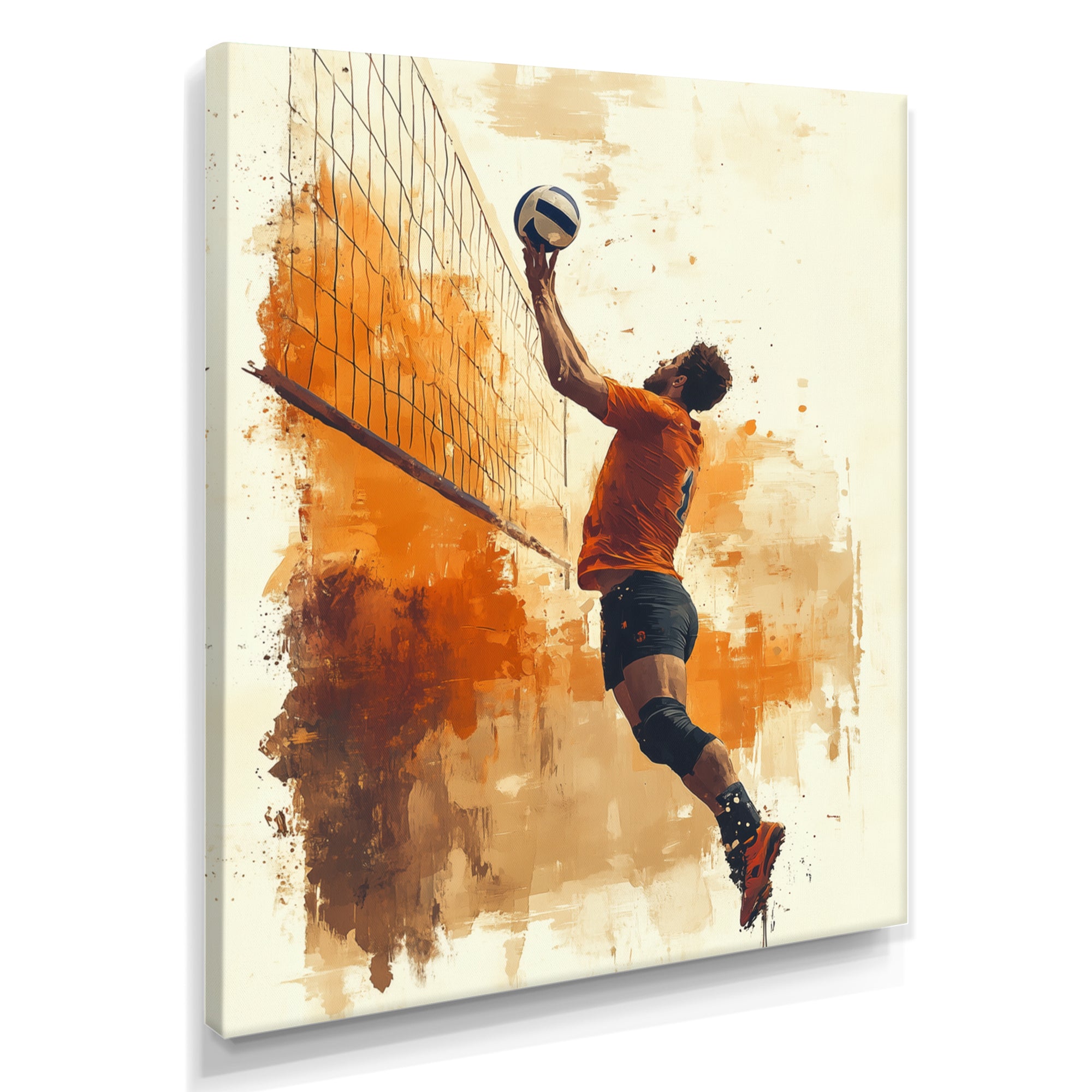 Orange Serving Strong - Volleyball Canvas Wall Art