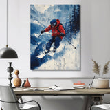 Red Ski Big Air Accented With Blue I - Skiing Canvas Wall Art