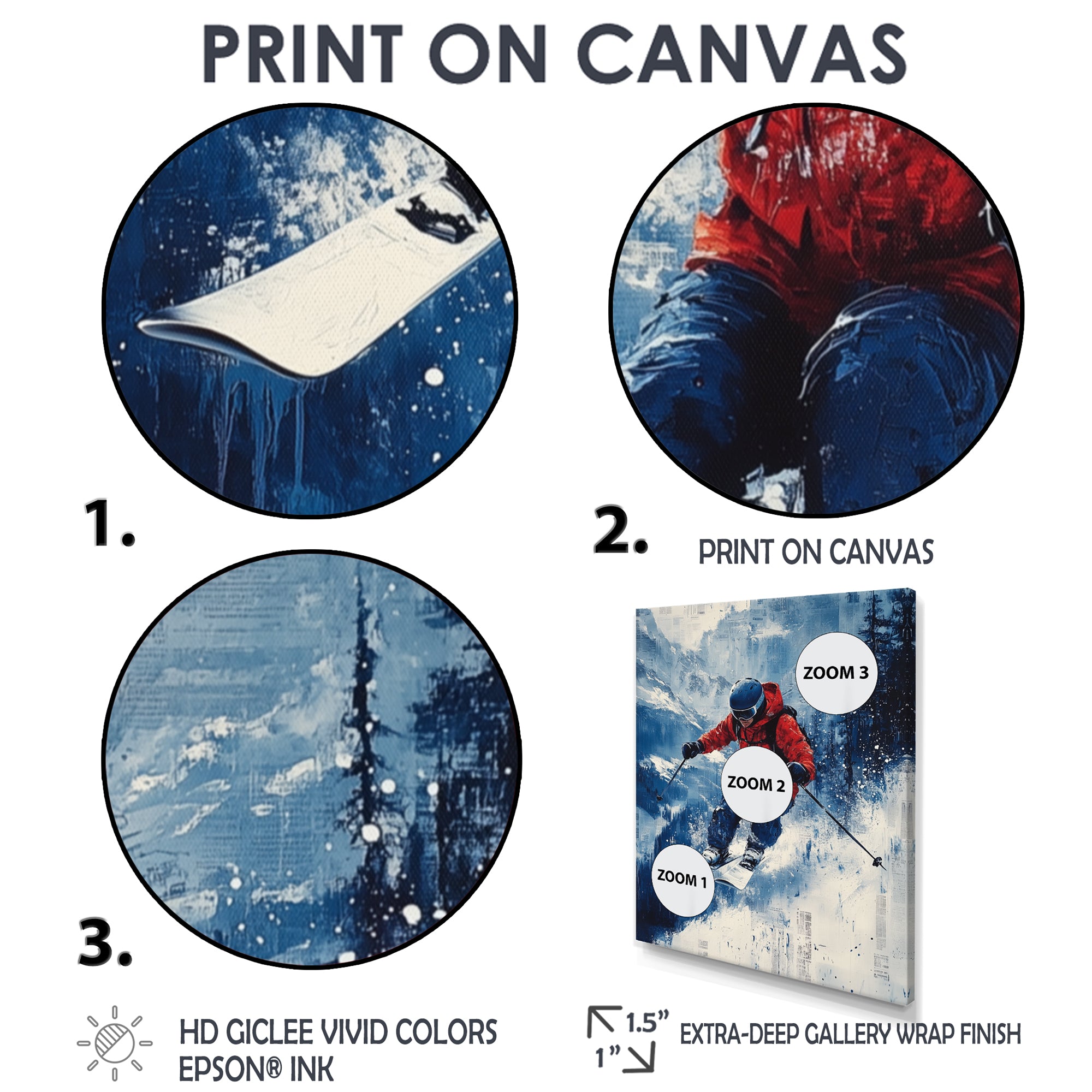 Red Ski Big Air Accented With Blue I - Skiing Canvas Wall Art