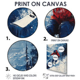 Red Ski Big Air Accented With Blue I - Skiing Canvas Wall Art