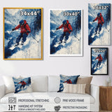 Red Ski Big Air Accented With Blue I - Skiing Canvas Wall Art