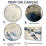 White Ski Big Air Accented With Blue - Skiing Canvas Wall Art