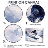 White Snowboard Big Air Mens Accented With Blue - Winter Sport Canvas Wall Art