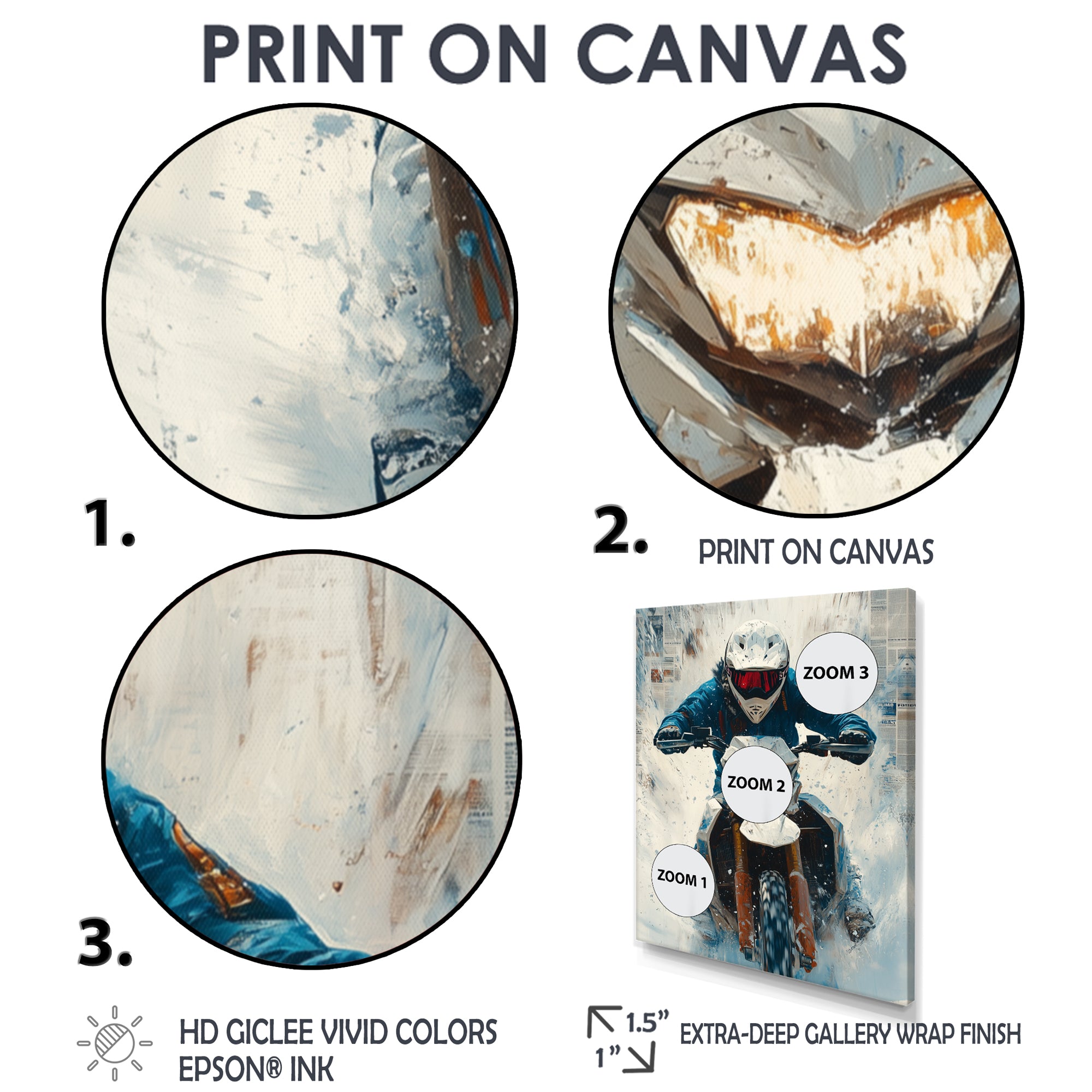 Red Snowmobile Hill Cross Accented With Blue - Skiing Canvas Wall Art