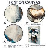 Red Snowmobile Hill Cross Accented With Blue - Skiing Canvas Wall Art