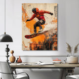 Yellow Wakeboard Big Air Accented With Black - Winter Sport Canvas Wall Art