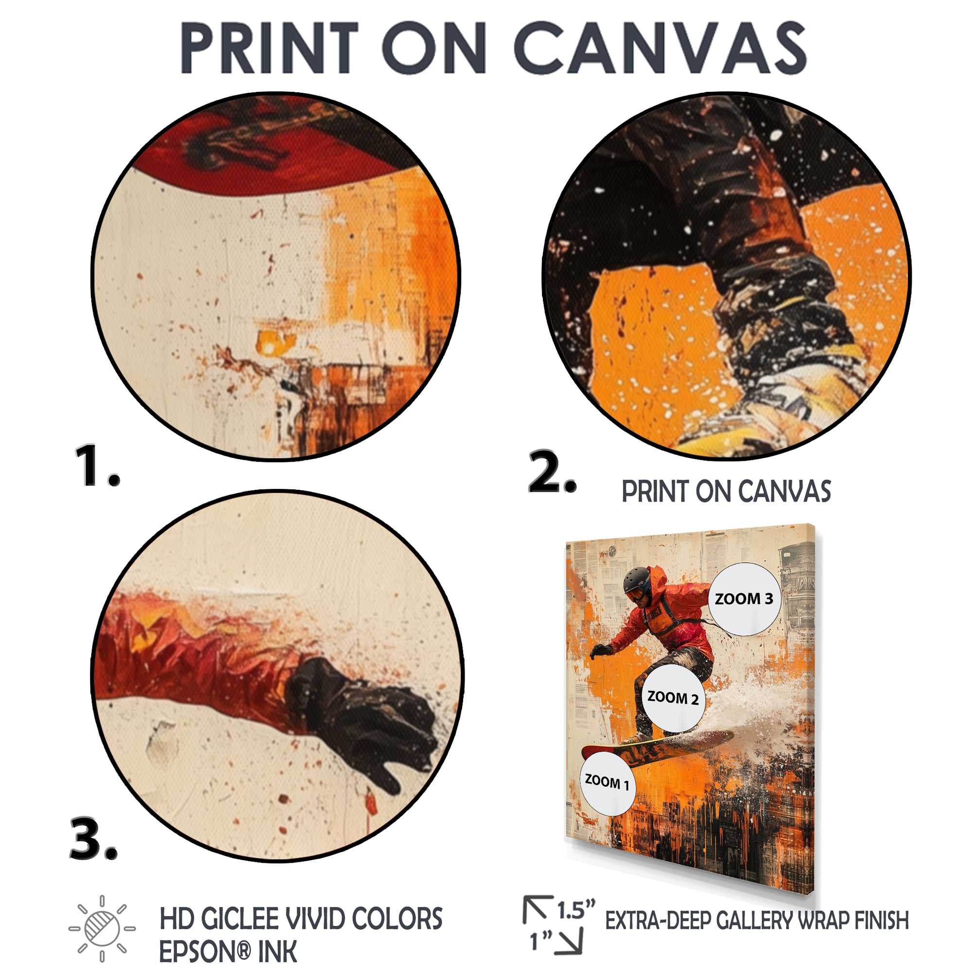 Yellow Wakeboard Big Air Accented With Black - Winter Sport Canvas Wall Art