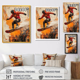 Yellow Wakeboard Big Air Accented With Black - Winter Sport Canvas Wall Art