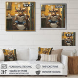 Cute Buffalo Reading Newspaper In The Bathroom - Cow Wall Art Prints