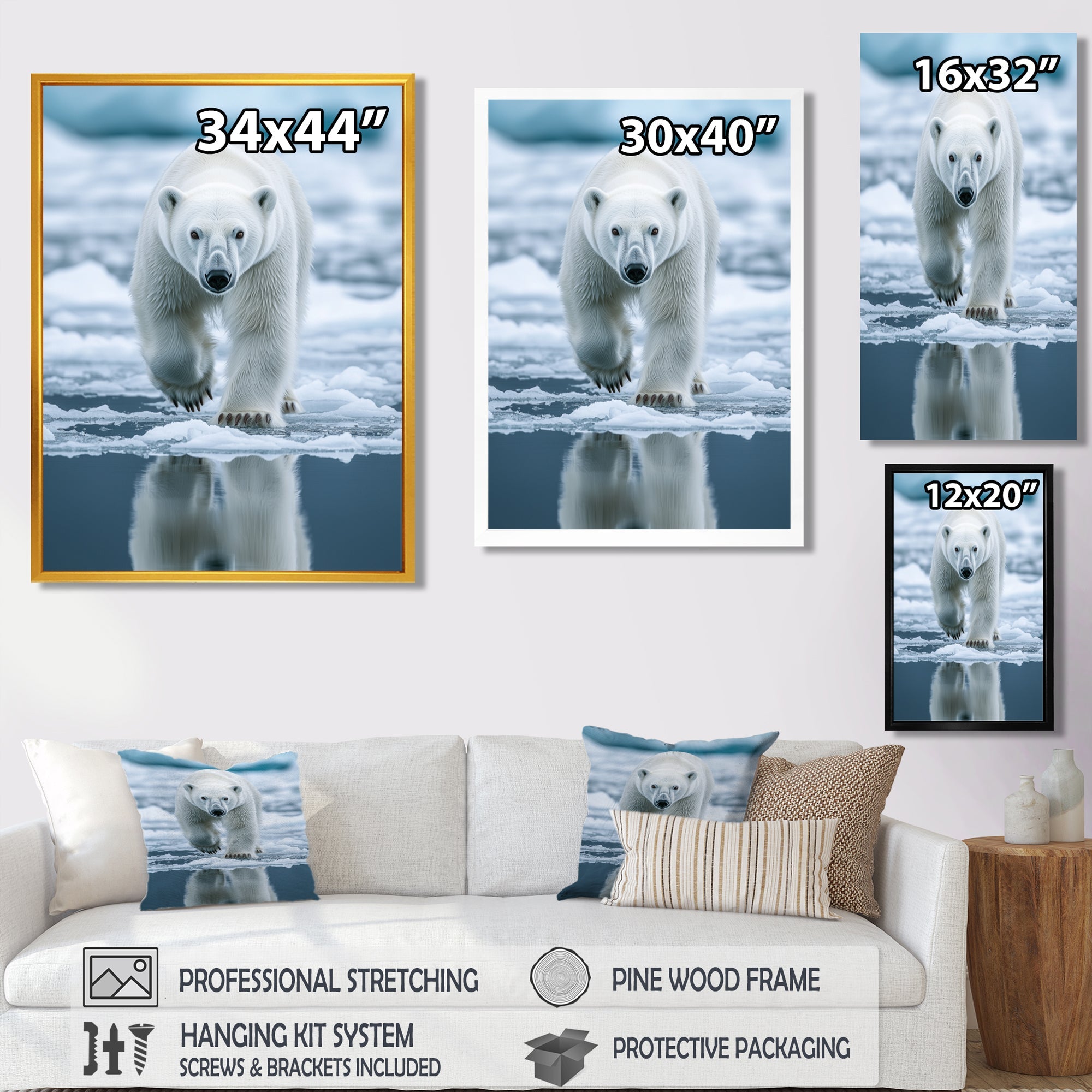 Polar Bear On The Ice Floes - Bear Wall Art Prints