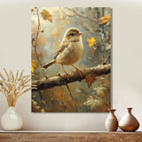 Cute Bird Sparrow On A Fallen Branch - Bird Living Room Wall Art