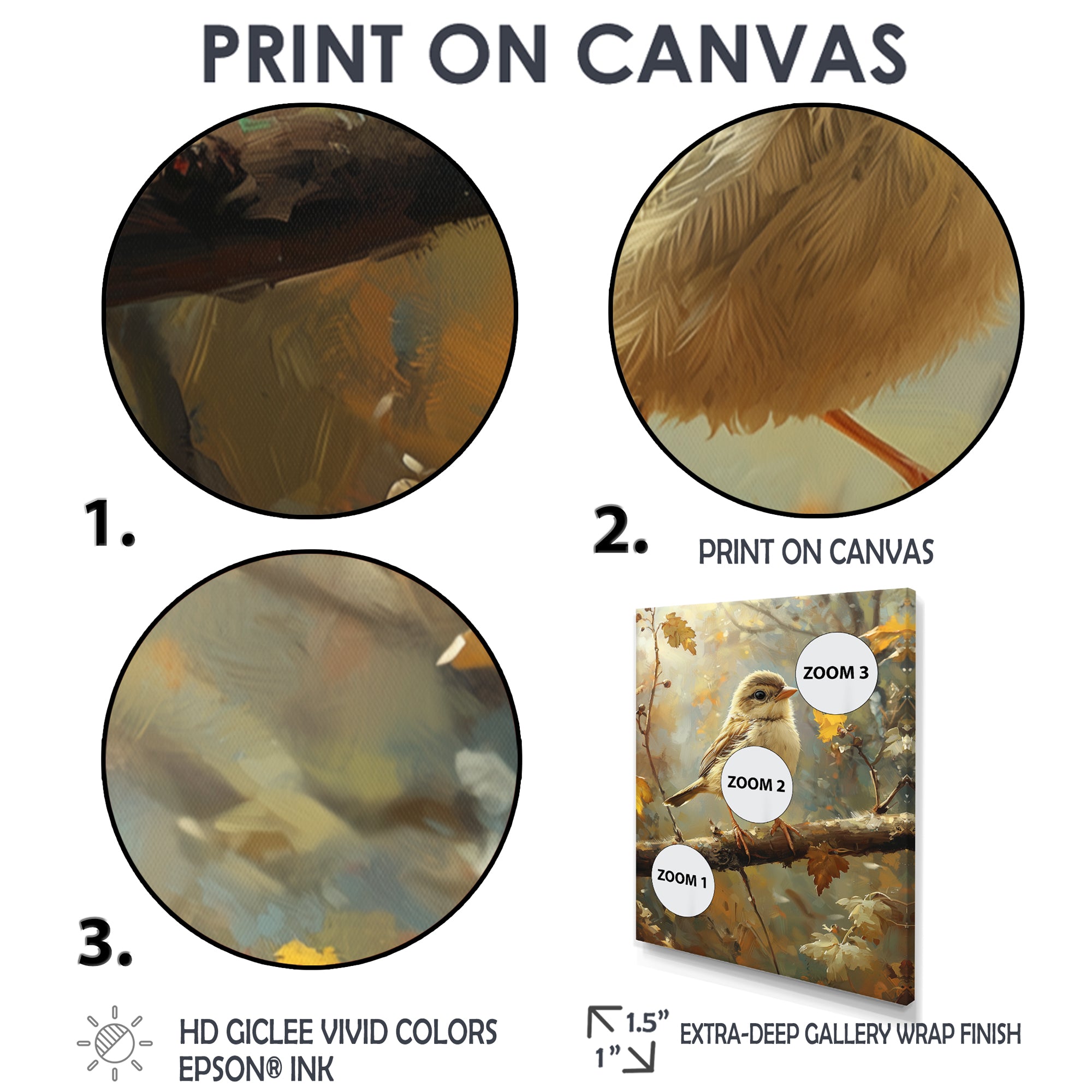 Cute Bird Sparrow On A Fallen Branch - Bird Living Room Wall Art