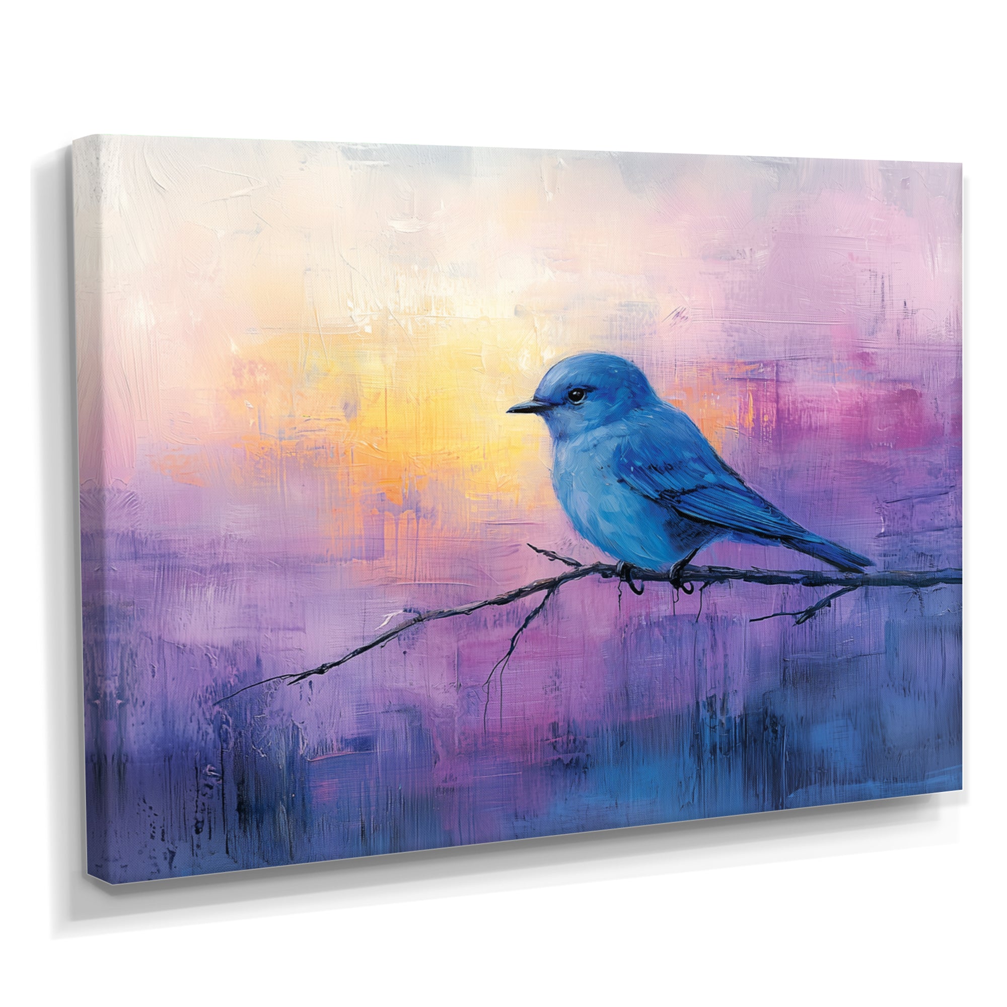 Bluebird In The Early Evening - Bird Canvas Wall Art