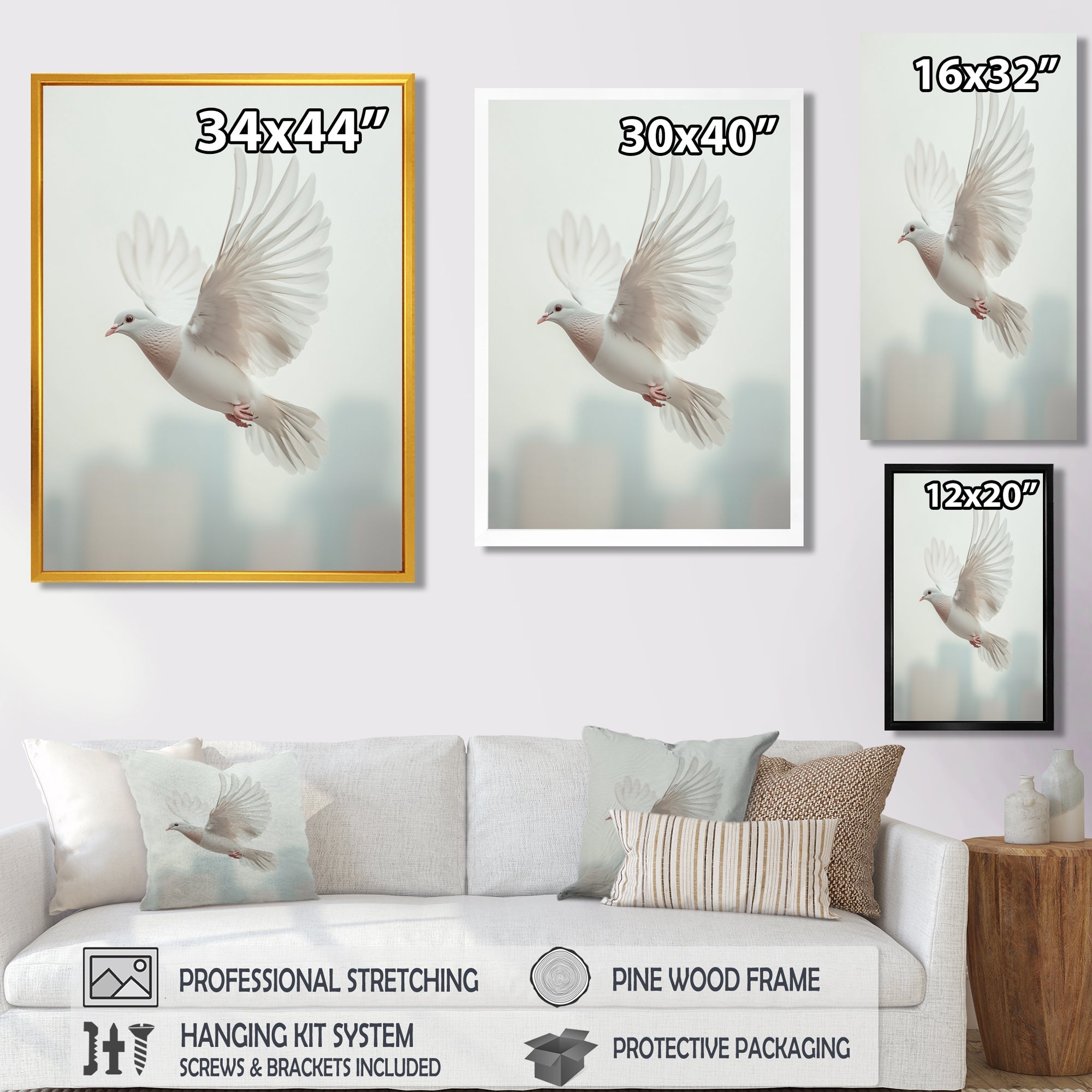 Columbidae Dove In The Urban Sky - Dove Home Decor Art