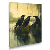 Dark Crows By The Farm Pond - Bird Wall Decor