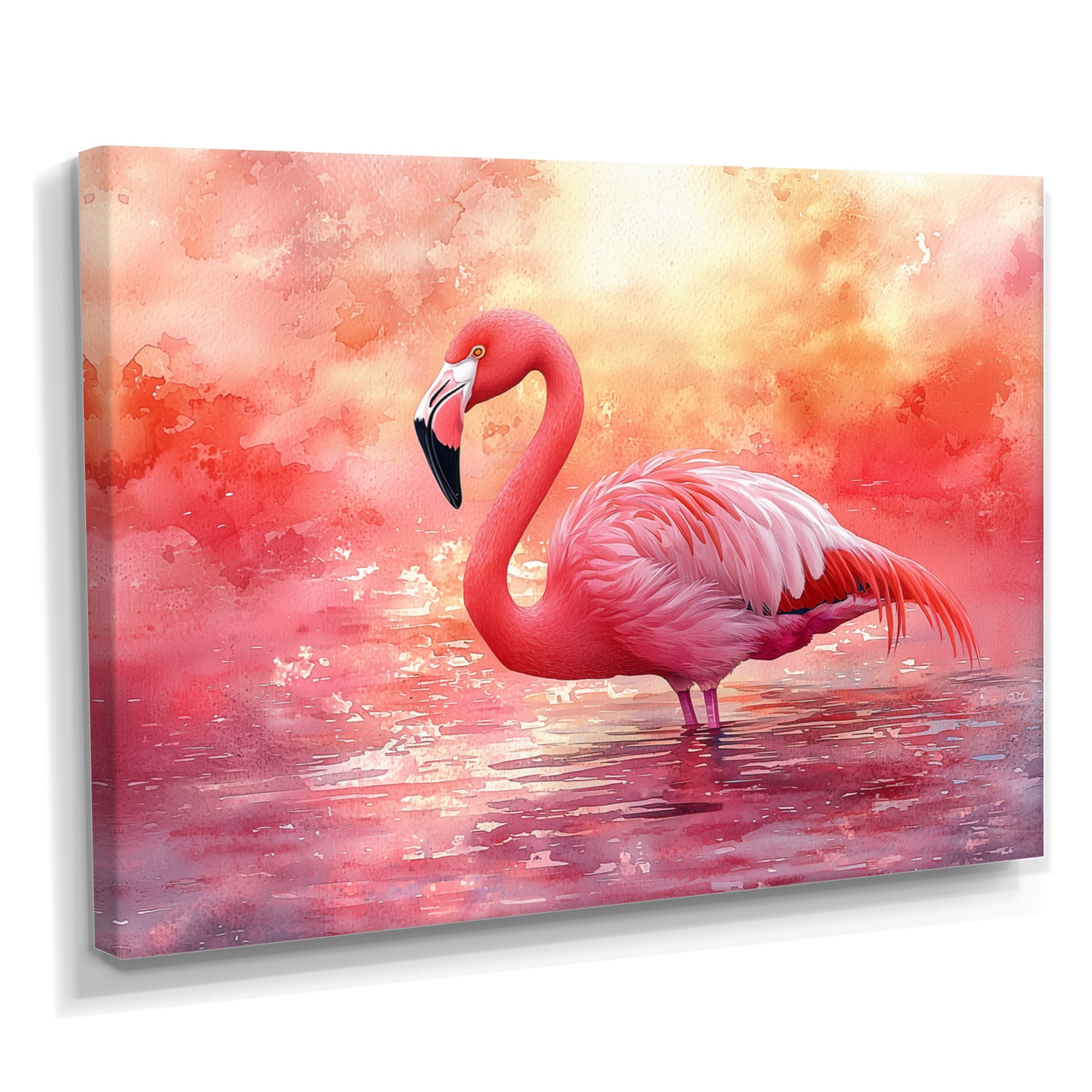 Flamingo At Sunset - Pink Flamingo Wall Art