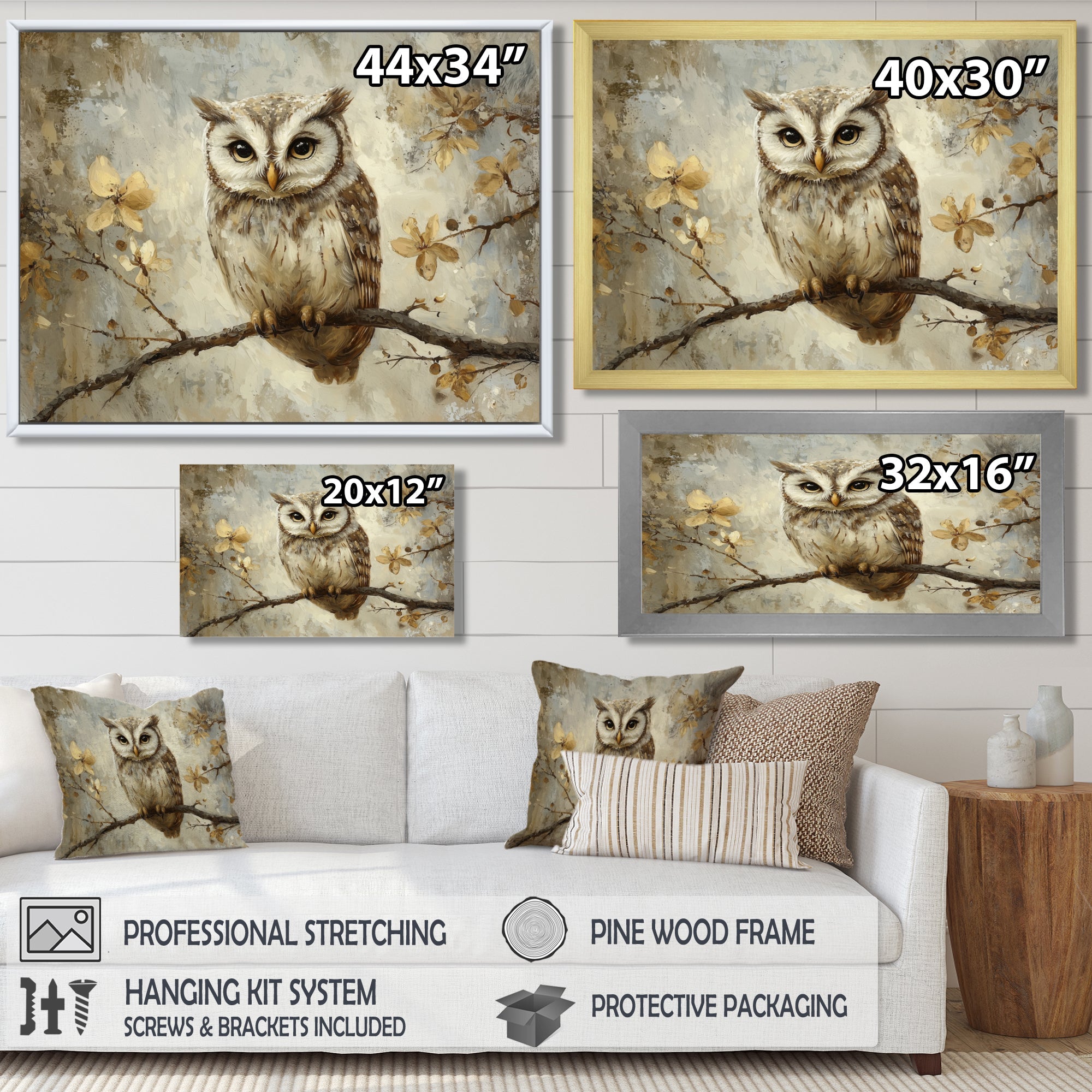 Gentle Owl In Winter - Owl Bedroom Wall Art