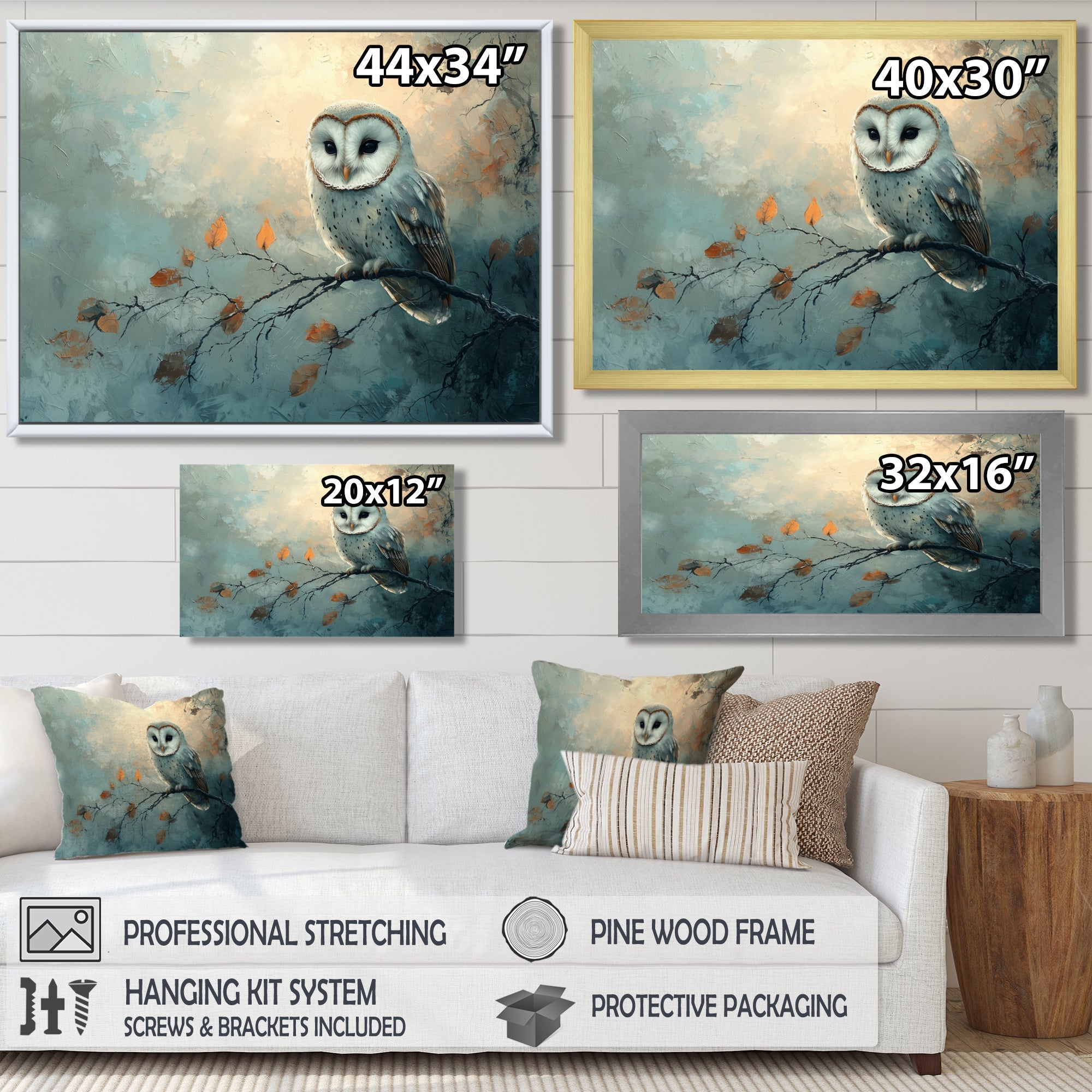 Gentle Owl At Night - Owl Canvas Wall Art
