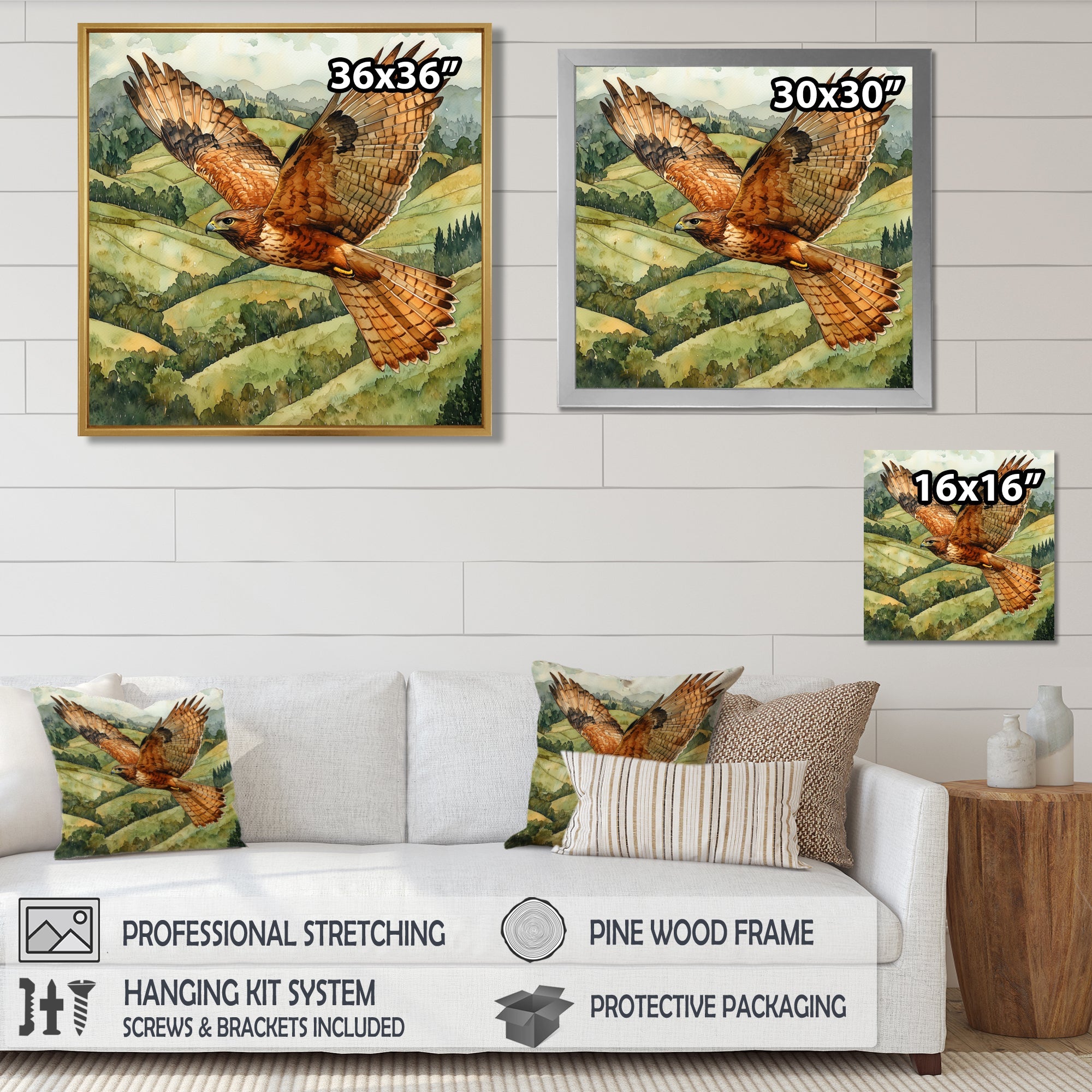 Eagle Hawk Over The Pasture - Bird Wall Art Prints