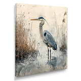 Relaxing Heron In The Marsh - Heron Living Room Wall Art