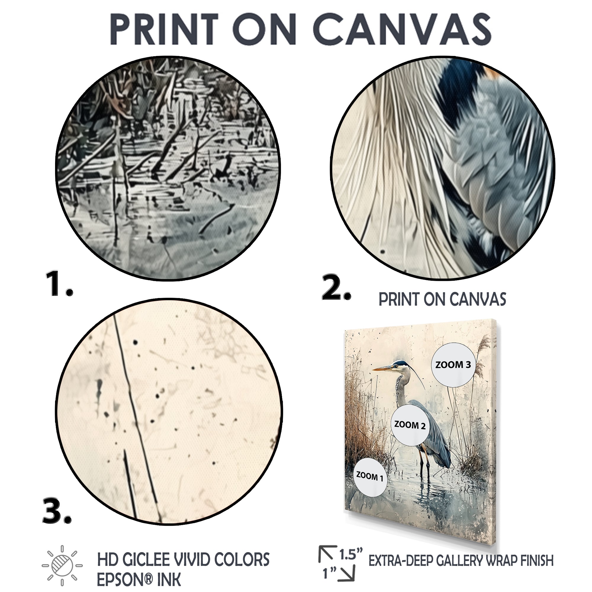 Relaxing Heron In The Marsh - Heron Living Room Wall Art