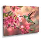 Hummingbird And Blossoms - Bird Canvas Wall Art