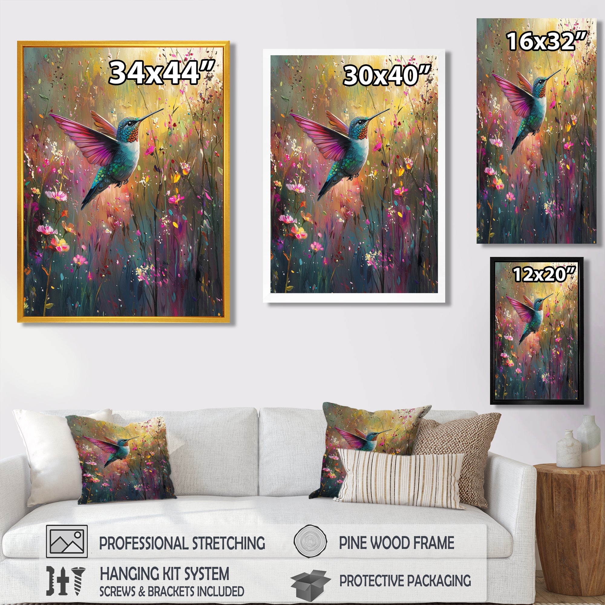 Hummingbird In The Spring Forest - Bird Wall Art Prints