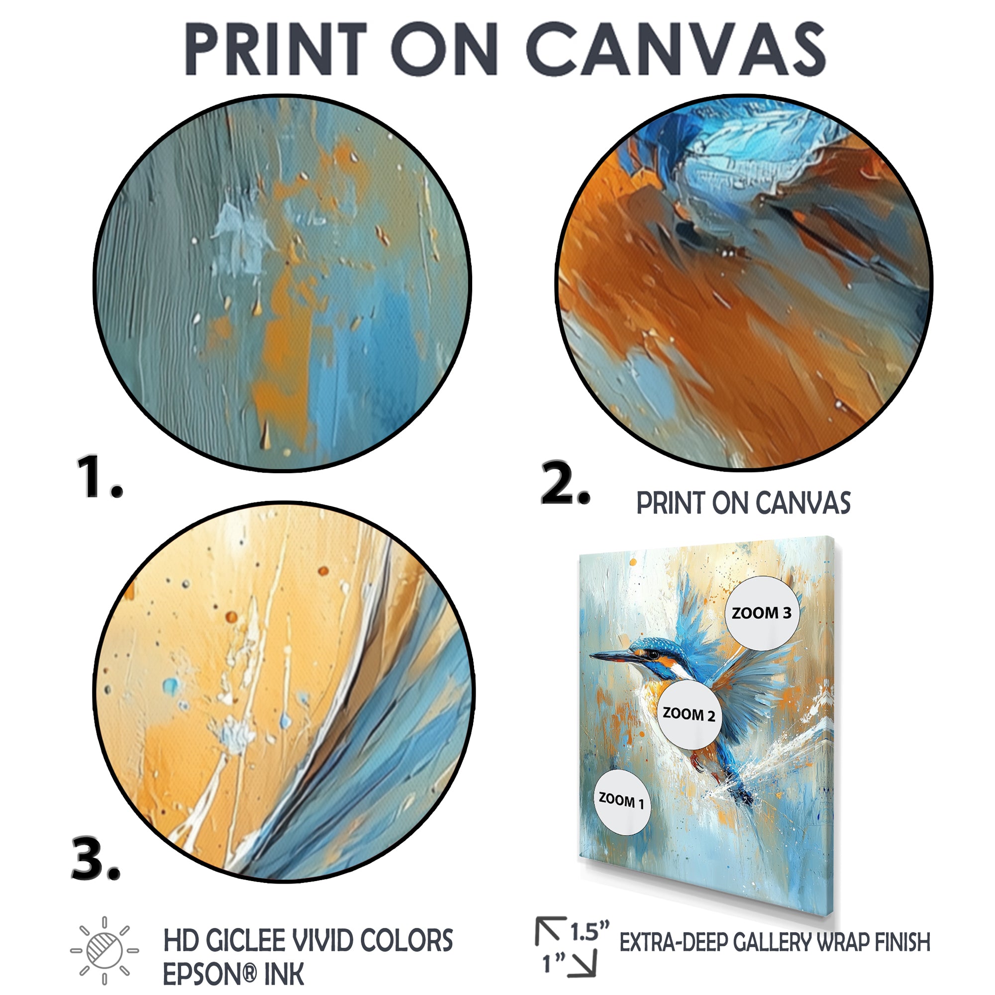 Blue Orange Kingfisher By The River Bird - Bird Living Room Wall Art