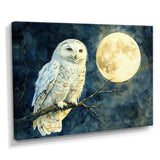 Tranquil Owl In The Moonlight - Owl Living Room Wall Art