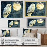 Tranquil Owl In The Moonlight - Owl Living Room Wall Art