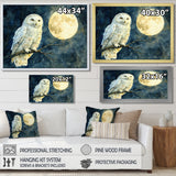 Tranquil Owl In The Moonlight - Owl Living Room Wall Art