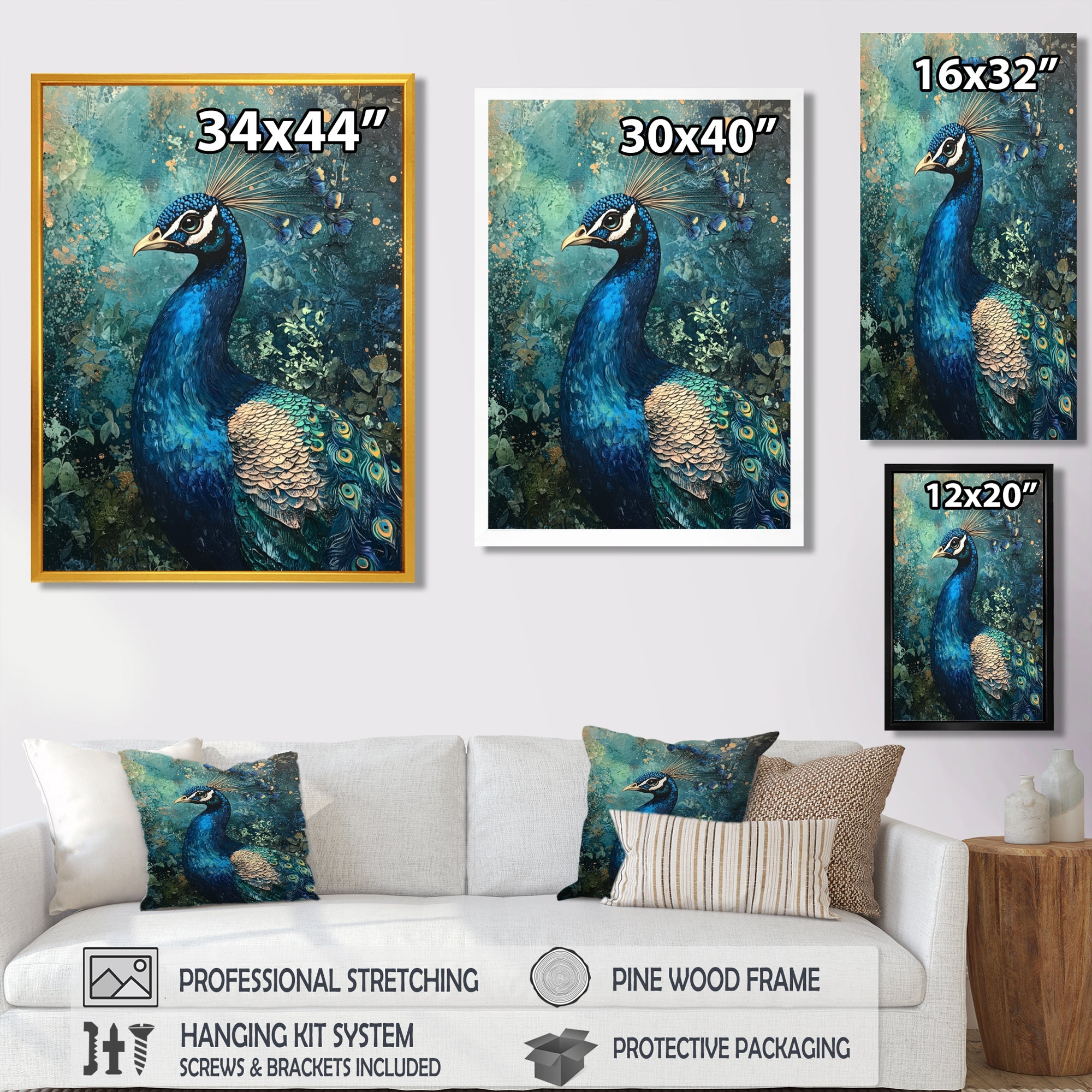Peacock At The Garden Gate - Blue Bird Wall Art