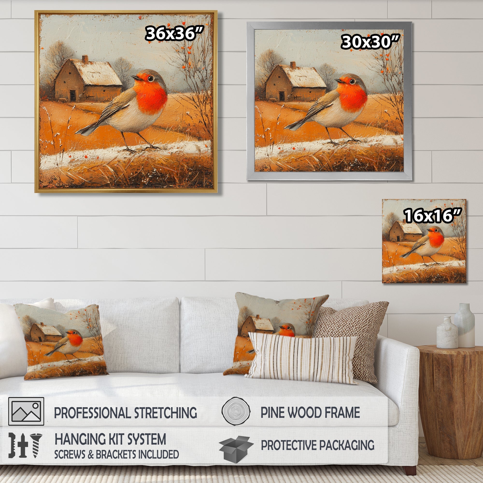 Robin Bird In The Farmyard - Bird Home Decor Art
